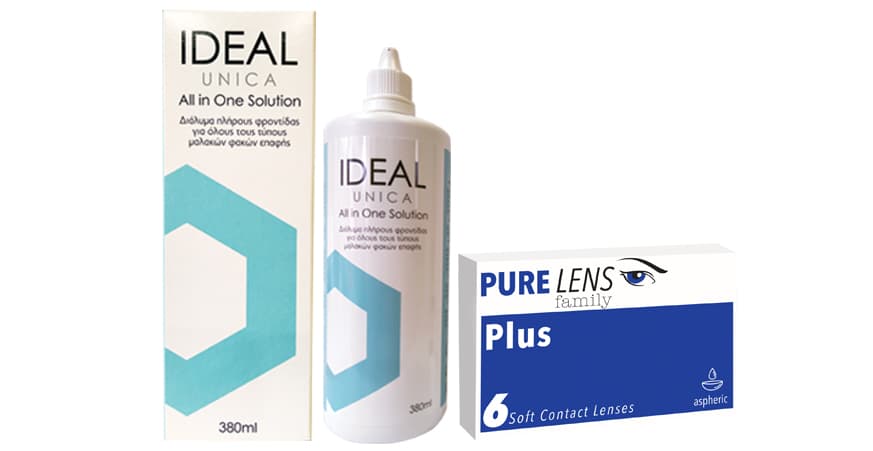 PURE LENS PLUS 6 ΦΑΚΟΙ ( 3 ZEΥΓΗ)  + Ideal Unica 380ml
