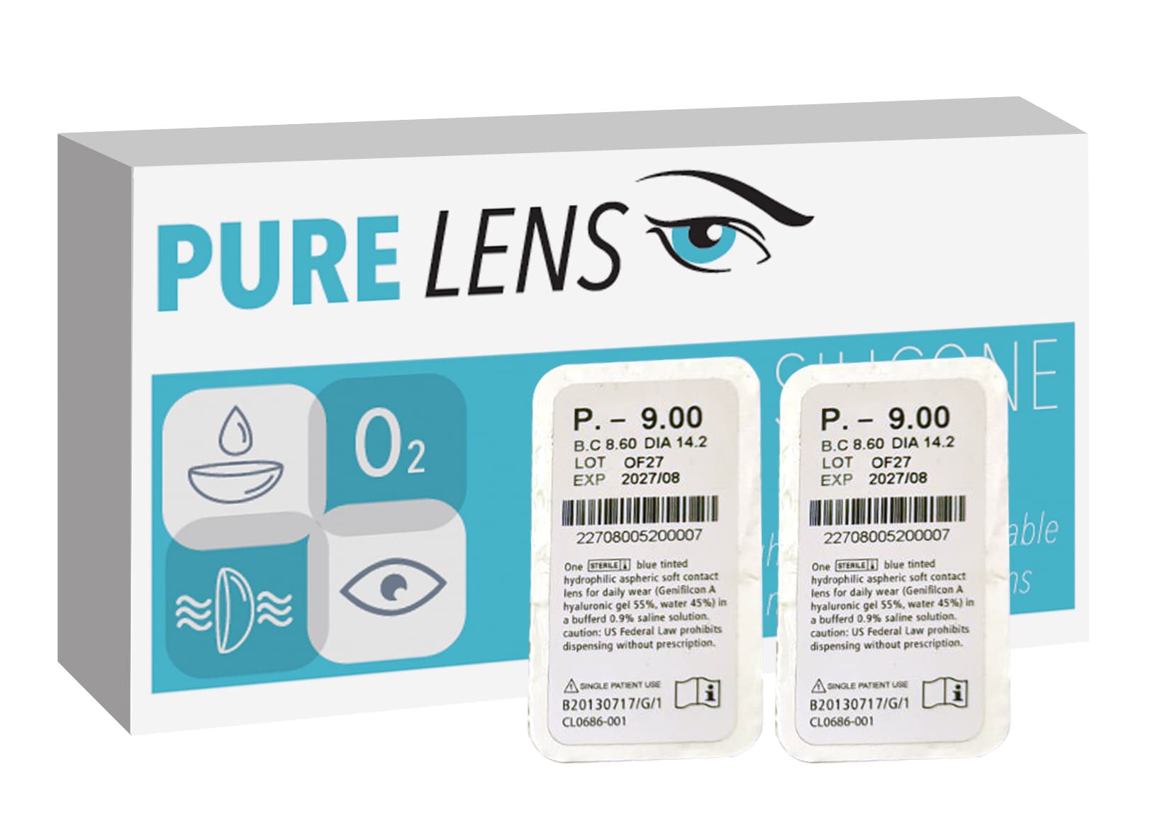 PURE LENS SILICONE ΜΗΝΙΑΙΟΙ ΜΥΩΠΙΑΣ ΥΠΕΡΜΕΤΡΩΠΙΑΣ ΣΙΛΙΚΟΝΗΣ-ΥΔΡΟΓΕΛΗΣ- 2 ΦΑΚΟΙ  (Μεμονωμένα τμχ. Χωρίς κουτί)