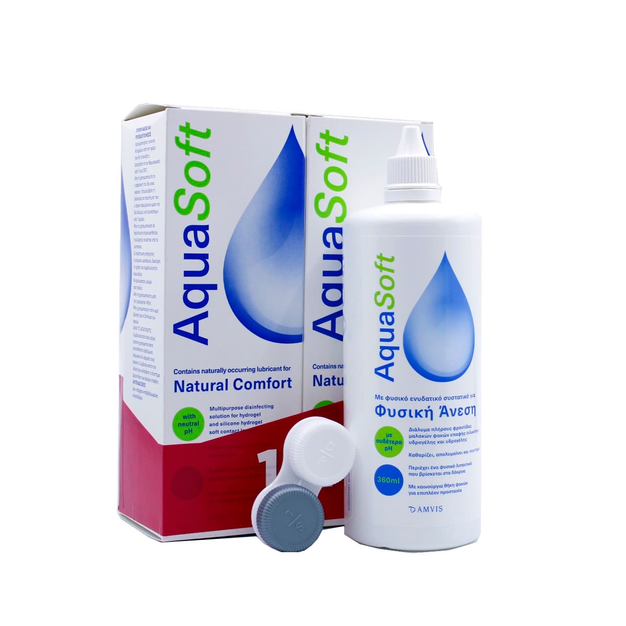Amvis Aquasoft Υγρό Φακών Επαφής 2x360ml