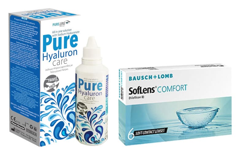 Bausch & Lomb SofLens Comfort 6 τεμάχια + ΔΩΡΟ ΥΓΡΟ PURE HYALURON CARE 100ml (Custom Bundle)