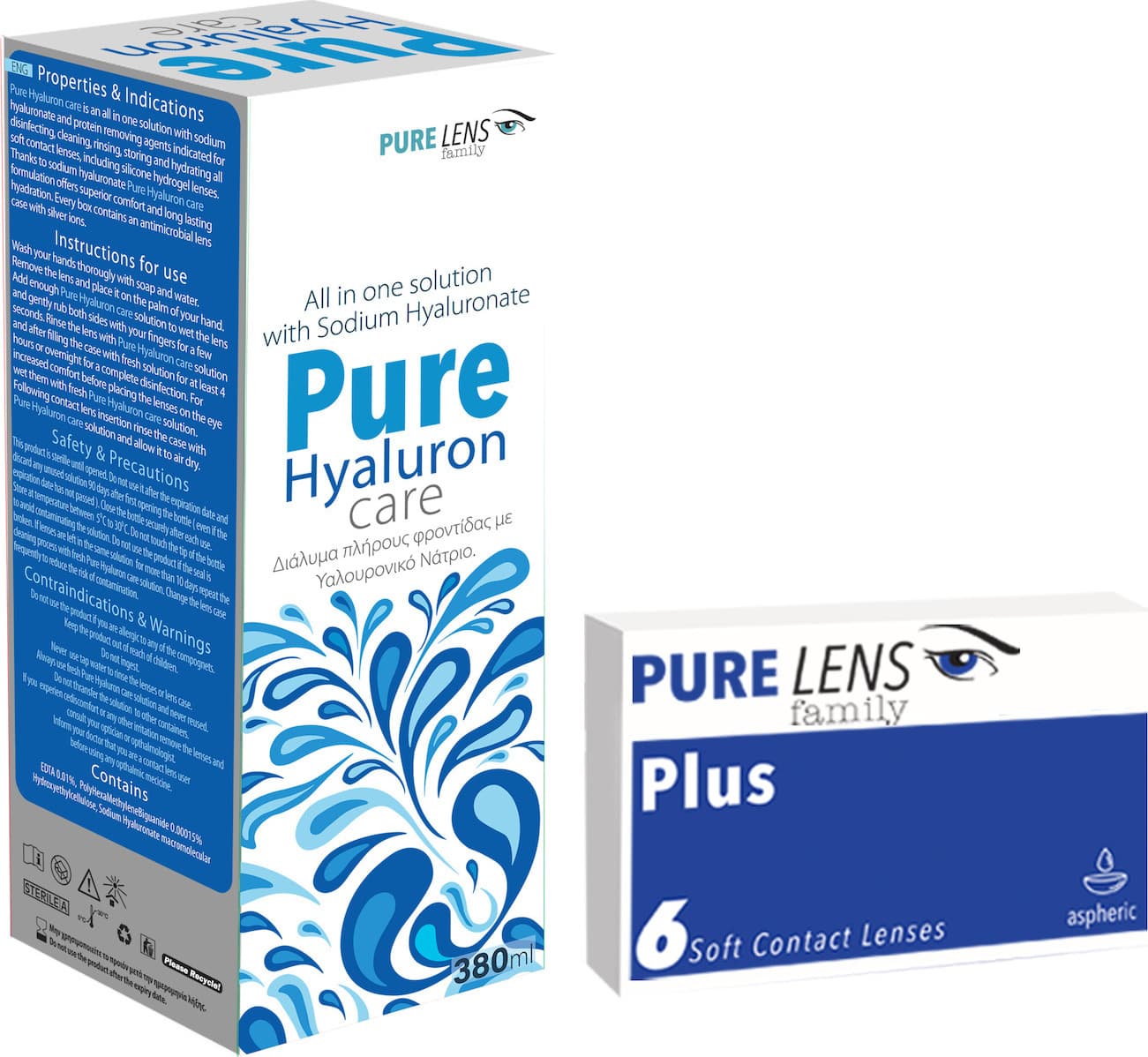 PURE LENS PLUS 6 ΦΑΚΟΙ ( 3 ZEΥΓΗ)  +Pure Hyaluron Care 380ml