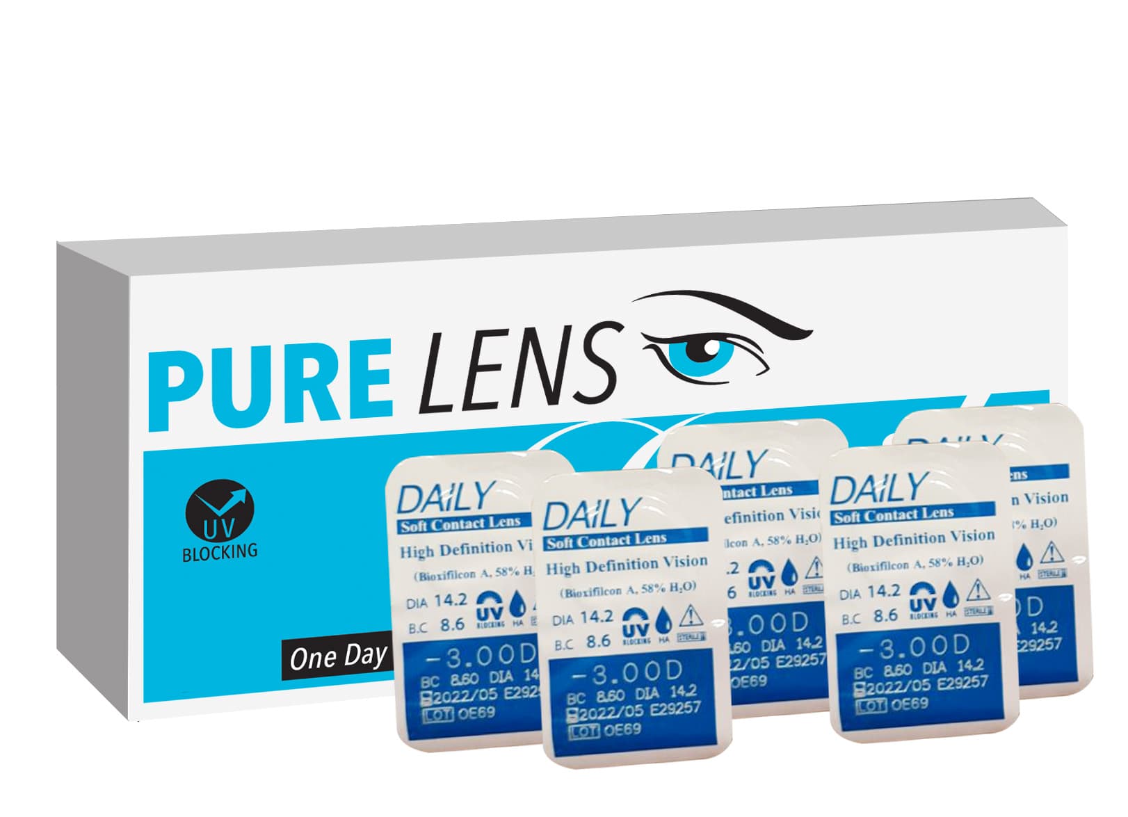 Pure Lens Daily ΜΥΩΠΙΑΣ ΗΜΕΡΗΣΙΟΙ - 5 ΦΑΚΟΙ (Μεμονωμένα τμχ. Χωρίς κουτί)