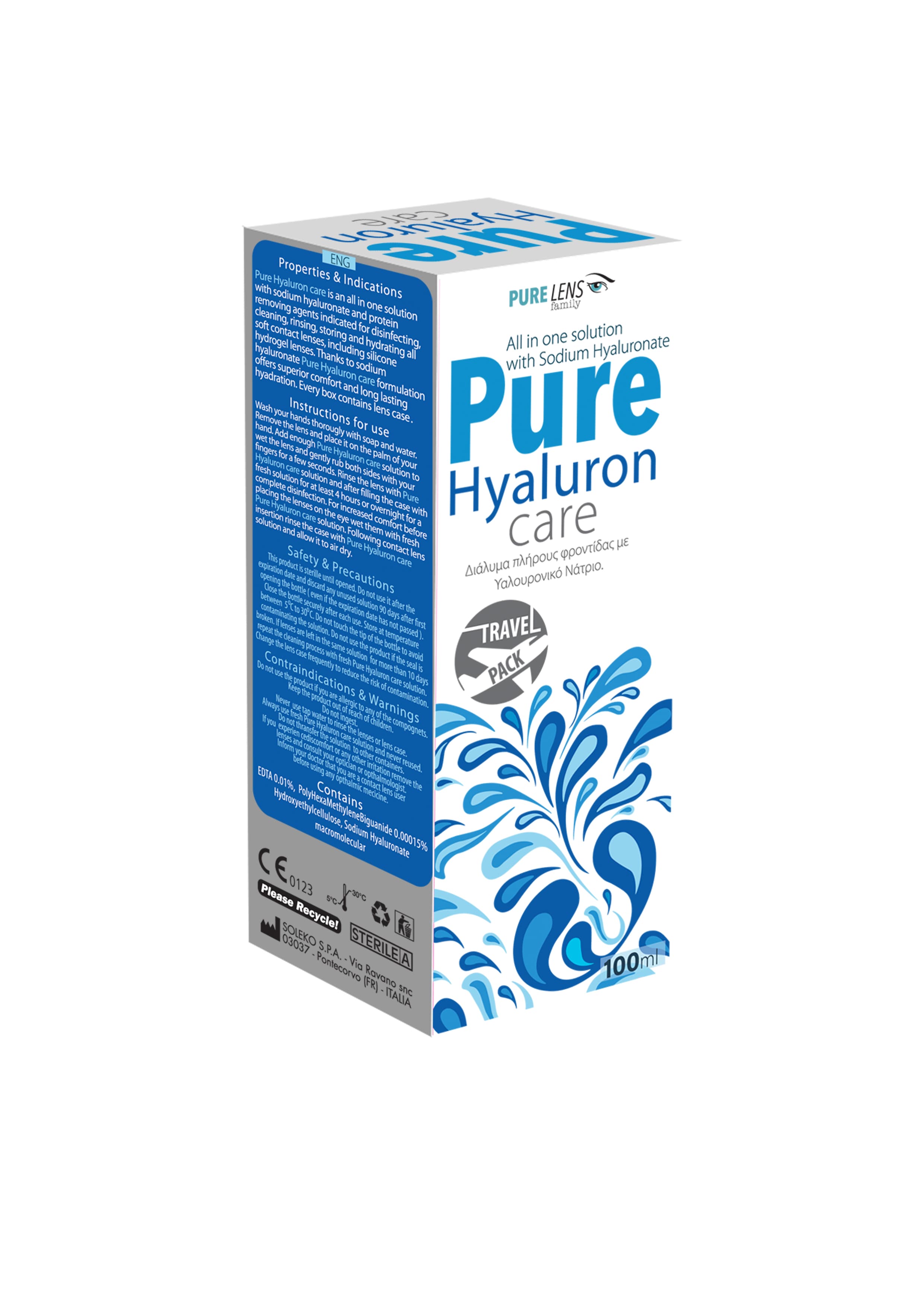 Pure Hyaluron Care Υγρό φροντίδας Μαλακών Φακών Επαφής με Υαλουρονικό Νάτριο (100ml)