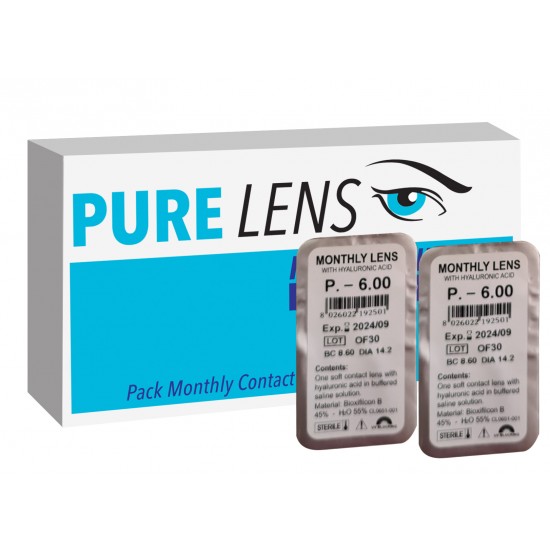 Pure Lens Hyalouronic ΜΥΩΠΙΑΣ ΜΗΝΙΑΙΟΙ - 2 ΦΑΚΟΙ  (Μεμονωμένα τμχ. Χωρίς κουτί)