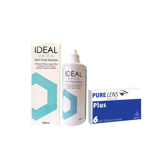PURE LENS PLUS 6 ΦΑΚΟΙ ( 3 ZEΥΓΗ)  + Ideal Unica 380ml 