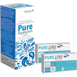 PURE LENS SILICONE ΜΗΝΙΑΙΟΙ ΜΥΩΠΙΑΣ ΥΠΕΡΜΕΤΡΩΠΙΑΣ ΣΙΛΙΚΟΝΗΣ-ΥΔΡΟΓΕΛΗΣ - 6 ΦΑΚΟΙ ( 3 ZEΥΓΗ)  +Pure Hyaluron Care 380ml 