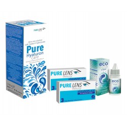 Pure Lens Hyalouronic ΜΥΩΠΙΑΣ ΜΗΝΙΑΙΟΙ - 6 ΦΑΚΟΙ+Pure Hyaluron Care 380ml + Ecosystem Eye Drops 20 ml