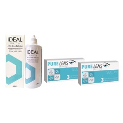 PURE LENS SILICONE ΜΗΝΙΑΙΟΙ ΜΥΩΠΙΑΣ ΥΠΕΡΜΕΤΡΩΠΙΑΣ ΣΙΛΙΚΟΝΗΣ-ΥΔΡΟΓΕΛΗΣ - 6 ΦΑΚΟΙ ( 3 ZEΥΓΗ)  +Υγρό IDEAL UNICA 380ml